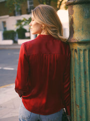 Laura silk satin shirt - Red | NRBY Clothing