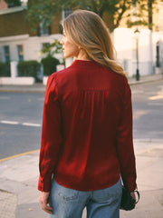 Laura silk satin shirt - Red | NRBY Clothing