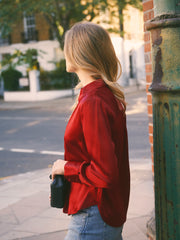 Laura silk satin shirt - Red | NRBY Clothing