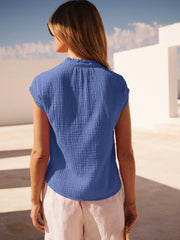 Laverne cotton double cloth top - Azure Blue | NRBY Clothing