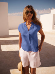 Laverne cotton double cloth top - Azure Blue | NRBY Clothing