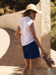 Tia cotton double cloth short - Navy | NRBY Clothing