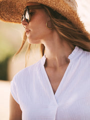 Laverne cotton double cloth top - White | NRBY Clothing
