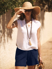 Tia cotton double cloth short - Navy | NRBY Clothing