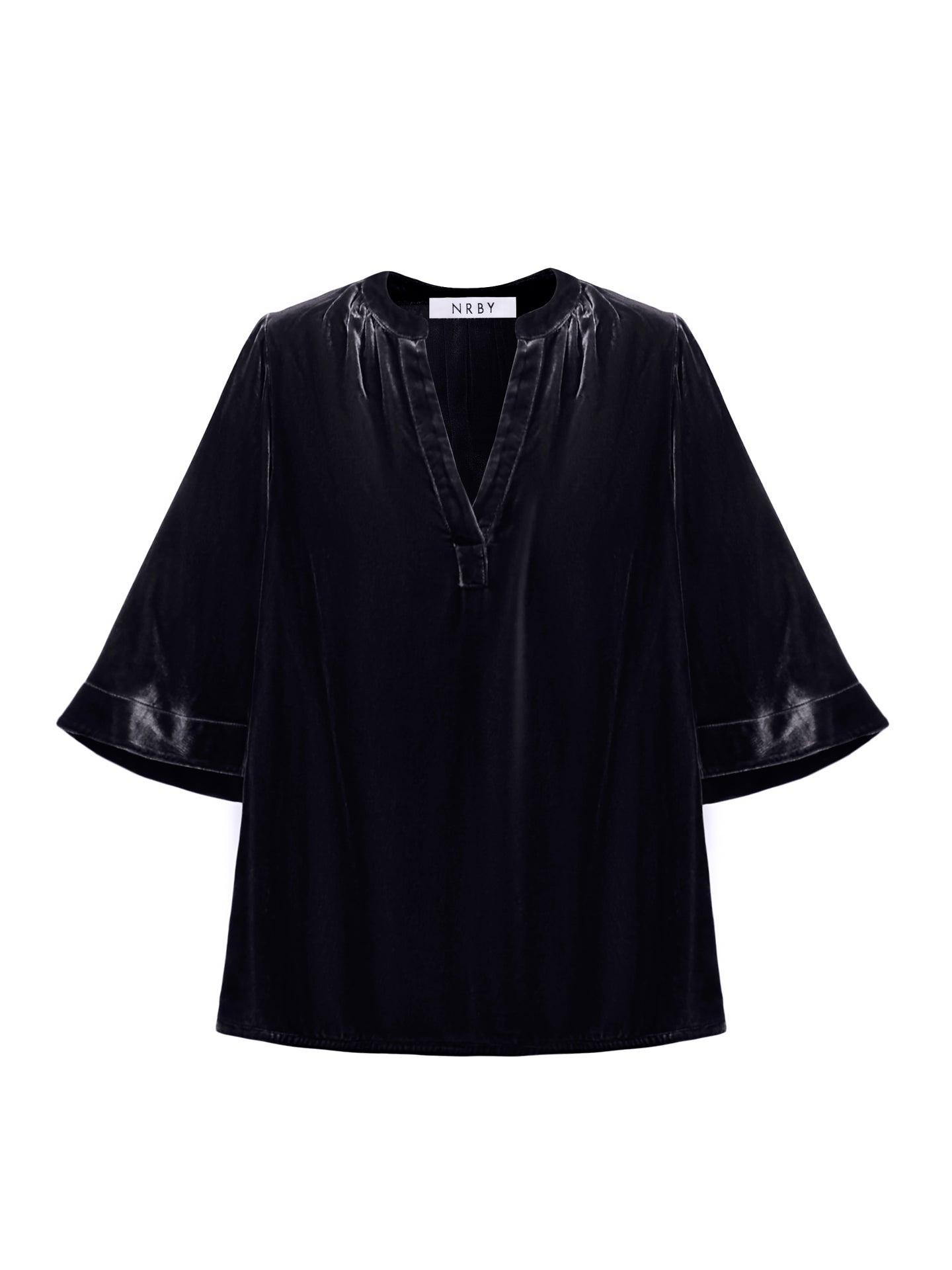 Leena silk blend velvet top - Carbon