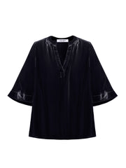 Leena silk blend velvet top - Carbon