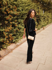 Velvet Top & Velvet Palazzo Trouser Co-ord - Carbon