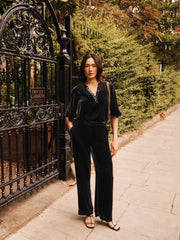 Velvet Top & Velvet Palazzo Trouser Co-ord - Carbon
