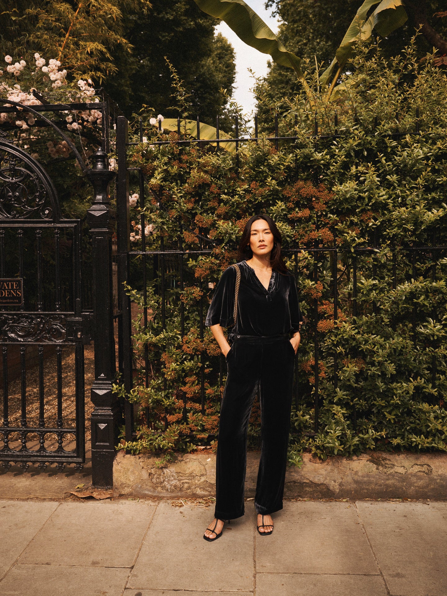 Velvet Top & Velvet Palazzo Trouser Co-ord - Carbon