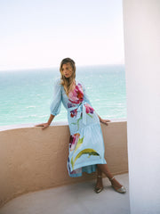 Lee silk orchid print maxi dress - Silver Blue | NRBY Clothing