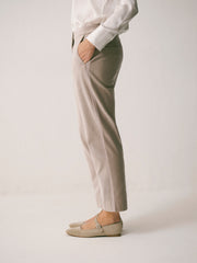Miranda cotton velvet trouser - Oyster