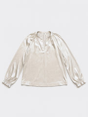 Nikki Silk Satin Top - Pearl Grey | NRBY Clothing