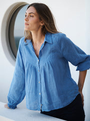 Lyla gauze linen shirt - Azure Blue | NRBY Clothing