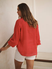 Lyla gauze linen shirt - Rose Red | NRBY Clothing