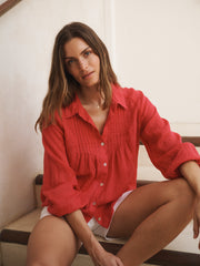 Lyla gauze linen shirt - Rose Red | NRBY Clothing