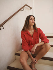 Lyla gauze linen shirt - Rose Red | NRBY Clothing