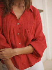 Lyla gauze linen shirt - Rose Red | NRBY Clothing