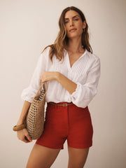 Myla cotton jean short - Cherry red | NRBY Clothing