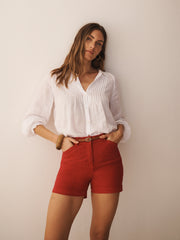 Myla cotton jean short - Cherry red | NRBY Clothing