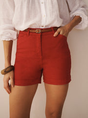 Myla cotton jean short - Cherry red | NRBY Clothing