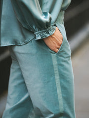 Miranda cotton velvet trouser - Soft Sage | NRBY Clothing
