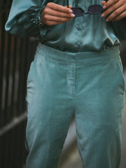 Miranda cotton velvet trouser - Soft Sage | NRBY Clothing