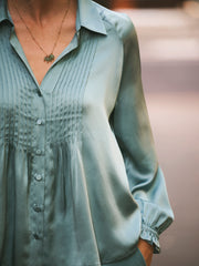 Lyla silk satin shirt - Soft Sage | NRBY Clothing
