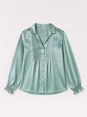 Lyla silk satin shirt - Soft Sage | NRBY Clothing