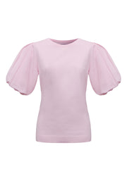 Livia cotton balloon sleeve T-shirt - Pink
