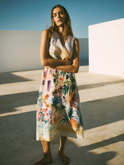 Madeline silk scenic print dress | NRBY Clothing