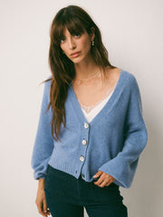 Maggie cashmere cardigan - Cornflower Blue | NRBY Clothing