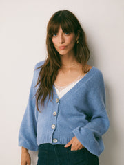 Maggie cashmere cardigan - Cornflower Blue | NRBY Clothing