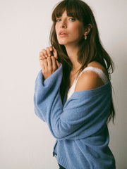 Maggie cashmere cardigan - Cornflower Blue | NRBY Clothing