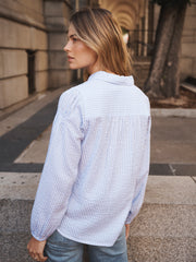Mara cotton stripe shirt - White / Crystal Blue