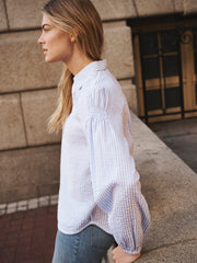 Mara cotton stripe shirt - White / Crystal Blue