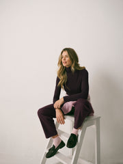 Rayne wool blend jersey roll neck - Plum Noir