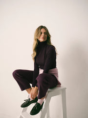 Rayne wool blend jersey roll neck - Plum Noir