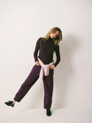 Rayne wool blend jersey roll neck - Plum Noir