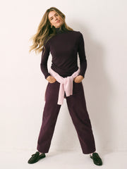 Rayne wool blend jersey roll neck - Plum Noir