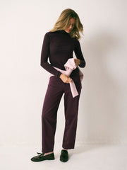 Rayne wool blend jersey roll neck - Plum Noir