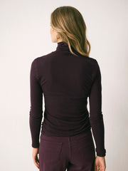 Rayne wool blend jersey roll neck - Plum Noir