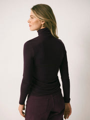 Rayne wool blend jersey roll neck - Plum Noir