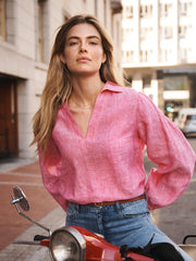 Mara linen shirt - Cherry red