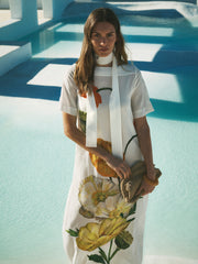 Margie Silk Poppy Print Maxi Dress - Ivory