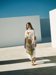 Margie Silk Poppy Print Maxi Dress - Ivory