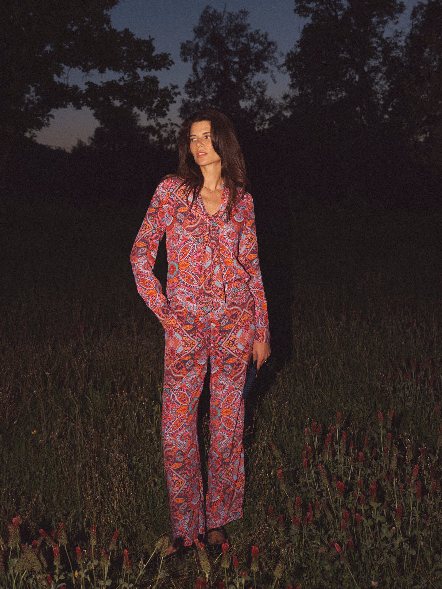 Thea square paisley printed trouser