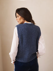 Mariah alpaca blend moss stitch tank - Denim Blue