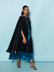 Marion silk blend velvet cape - Carbon