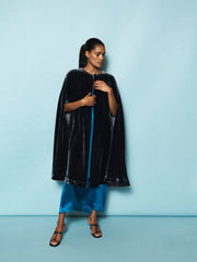 Marion silk blend velvet cape - Carbon