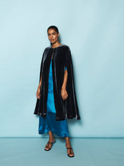 Marion silk blend velvet cape - Carbon